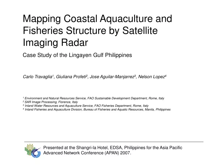 mapping coastal aquaculture and fisheries