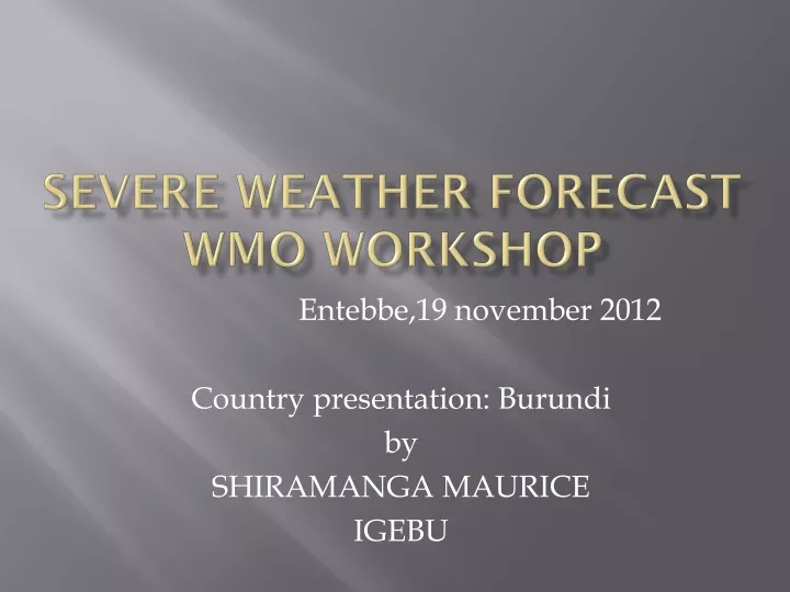 severe weather forecast wmo workshop