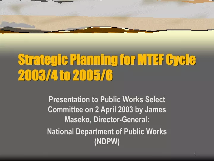 strategic planning for mtef cycle 2003 4 to 2005 6