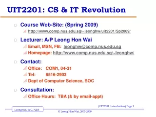 UIT2201: CS &amp; IT Revolution