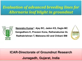 Evaluation of advanced breeding lines for  Alternaria  leaf blight in groundnut