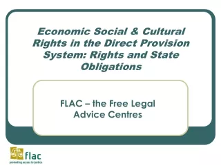 Economic Social &amp; Cultural Rights in the Direct Provision System: Rights and State Obligations