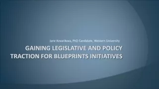 Gaining Legislative and policy traction for blueprints initiatives