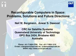 Reconfigurable Computers in Space:   Problems, Solutions and Future Directions