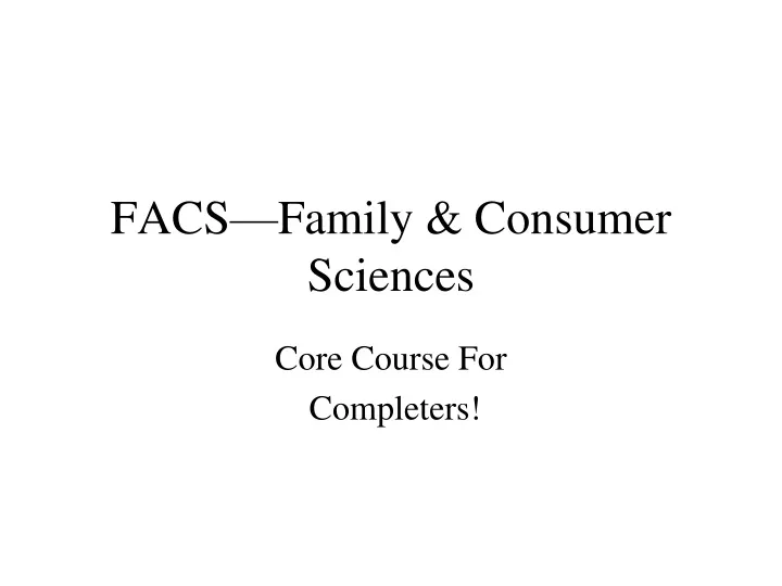 facs family consumer sciences