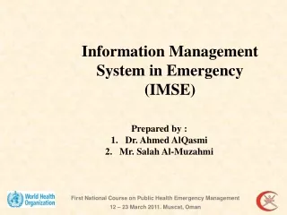 Prepared by :  Dr. Ahmed AlQasmi Mr. Salah Al-Muzahmi