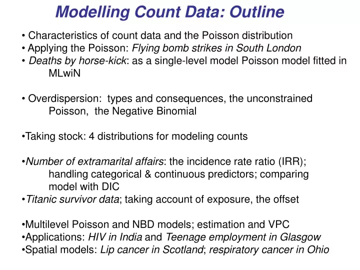 modelling count data outline