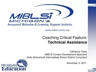 Coaching Critical Feature:  Technical Assistance