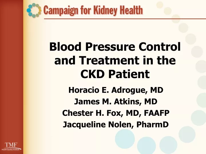 blood pressure control and treatment in the ckd patient