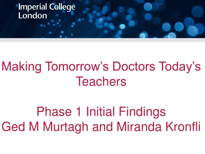 making tomorrow s doctors today s teachers phase