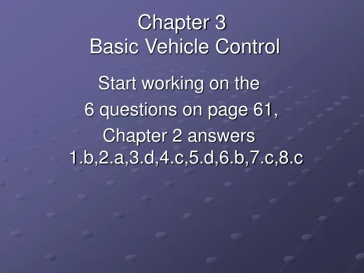 chapter 3 basic vehicle control
