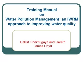 Training Manual  on  Water Pollution Management:  an  IWRM approach  to improving water quality