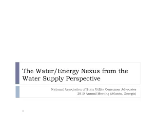 The Water/Energy Nexus from the Water Supply Perspective