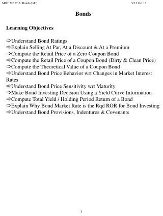 Bonds Learning Objectives Understand Bond Ratings