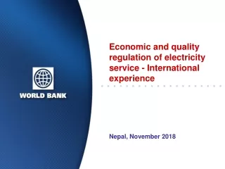 Economic and quality regulation of electricity service - International experience