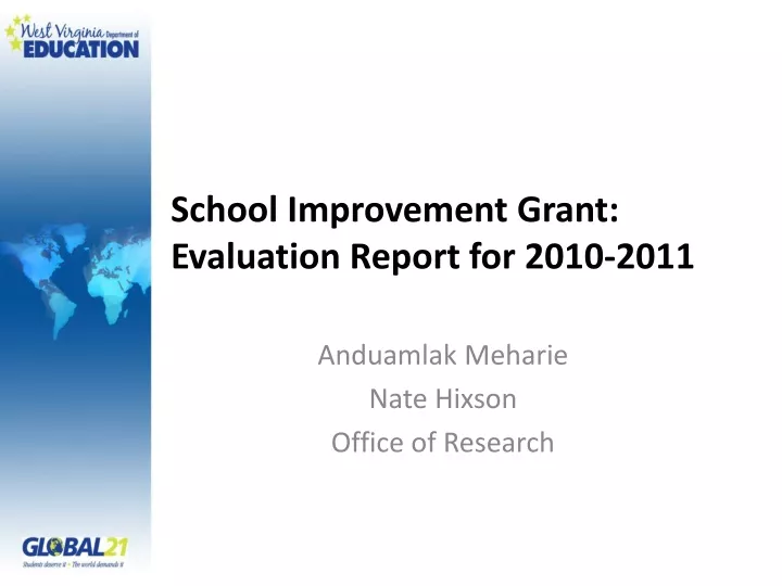 school improvement grant evaluation report for 2010 2011