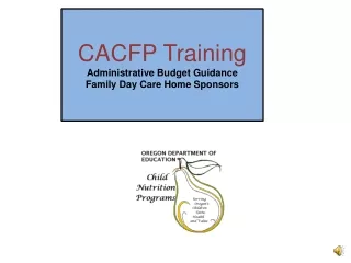 CACFP Training Administrative Budget Guidance  Family Day Care Home Sponsors
