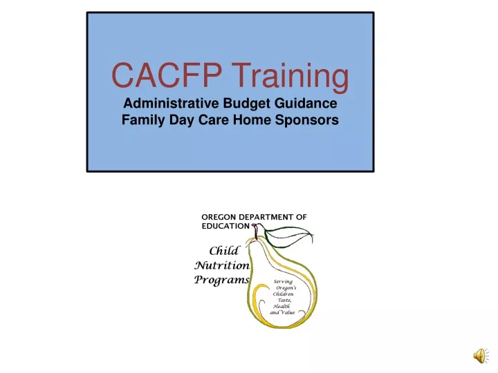 cacfp training administrative budget guidance