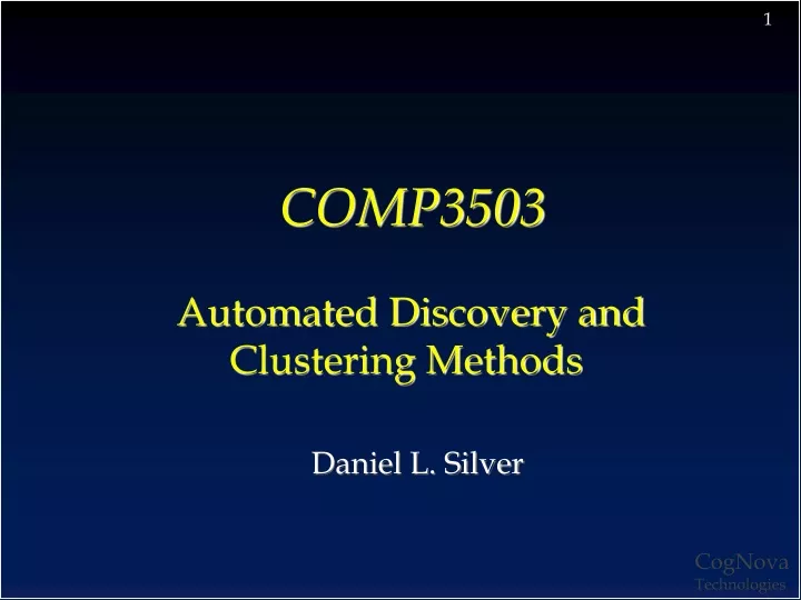 comp3503 automated discovery and clustering methods
