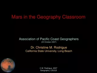 Mars in the Geography Classroom