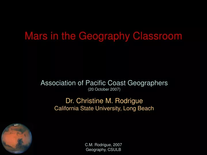 mars in the geography classroom