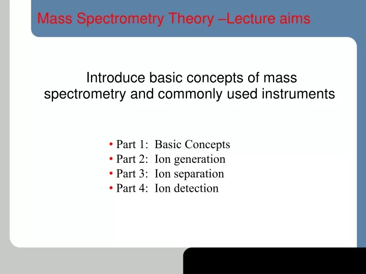 mass spectrometry theory lecture aims