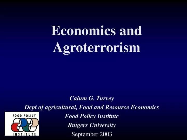 economics and agroterrorism