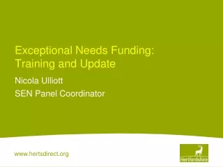 Exceptional Needs Funding: Training and Update