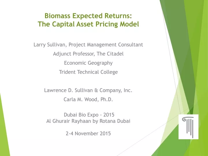 biomass expected returns the capital asset pricing model