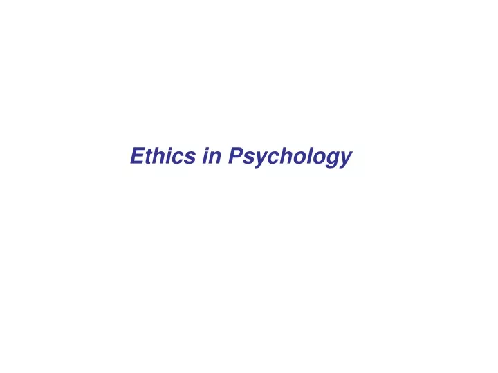 ethics in psychology