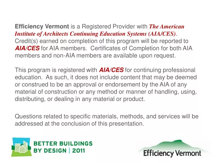 efficiency vermont is a registered provider with