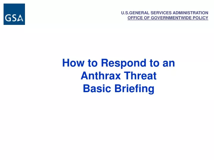 how to respond to an anthrax threat basic briefing