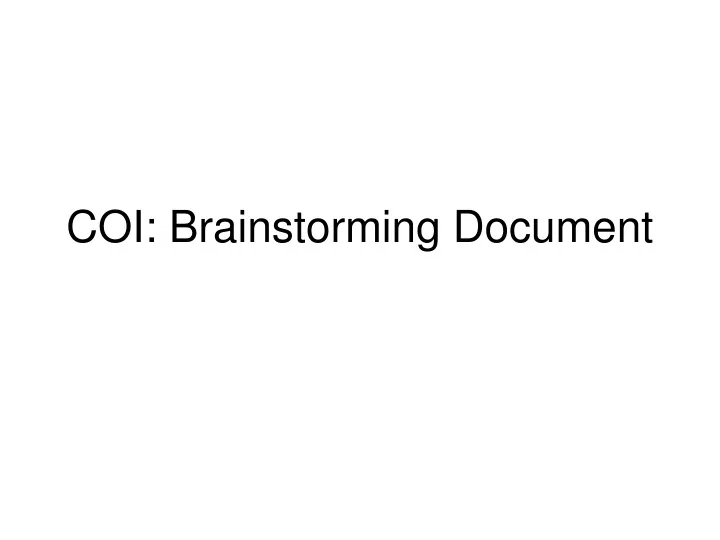coi brainstorming document