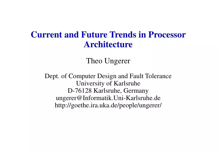 current and future trends in processor