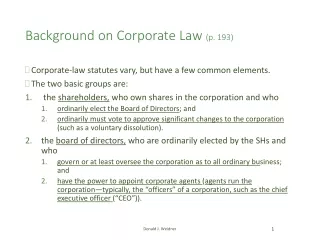 Background on Corporate Law  (p. 193)