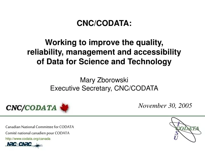 cnc codata working to improve the quality