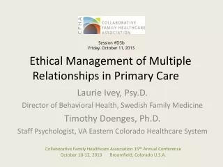 Ethical Management of Multiple Relationships in Primary Care