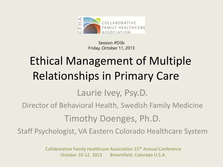 ethical management of multiple relationships in primary care