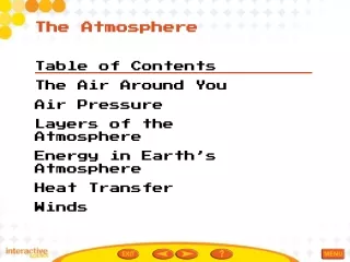Table of Contents The Air Around You Air Pressure Layers of the Atmosphere