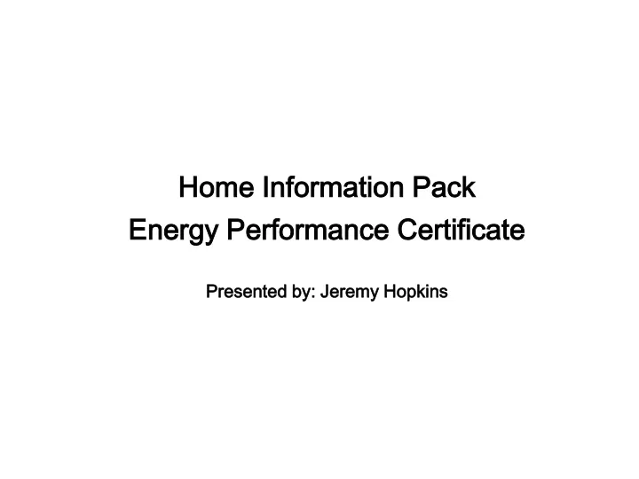 home information pack energy performance