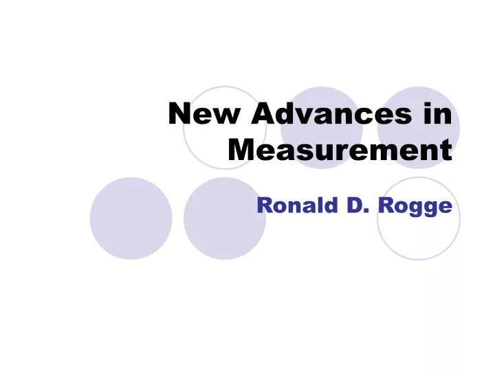 new advances in measurement