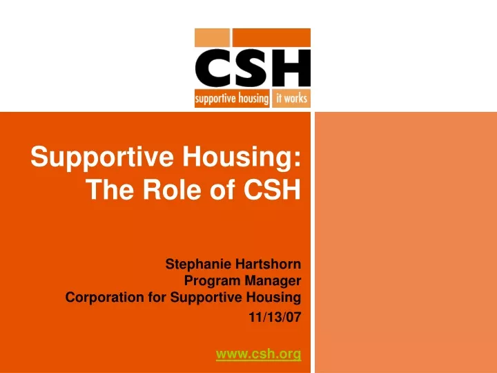 supportive housing the role of csh
