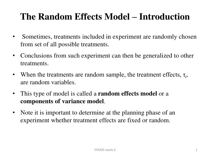 the random effects model introduction