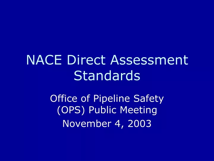 nace direct assessment standards