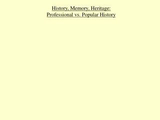 History, Memory, Heritage: Professional vs. Popular History