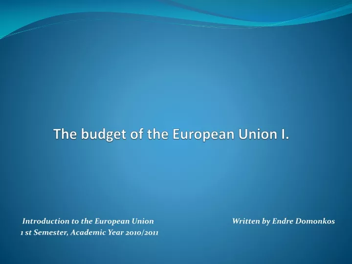 the budget of the european union i