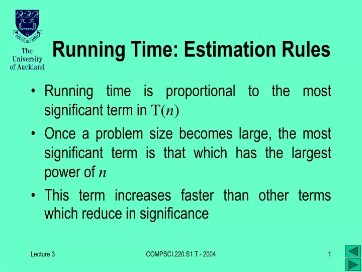 running time estimation rules