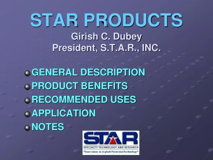 star products girish c dubey president s t a r inc
