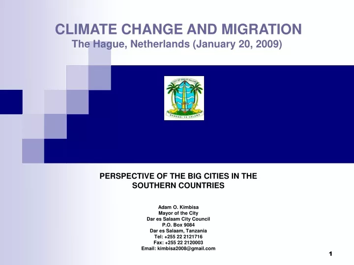 climate change and migration the hague netherlands january 20 2009