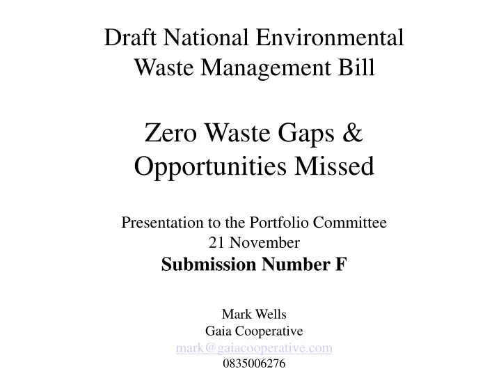 draft national environmental waste management